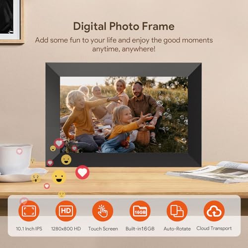 Uhale Digital Picture Frame, 10.1-inch High Definition Touch Screen, 16GB Memory, Digital Photo Frame with Automatic Rotat...