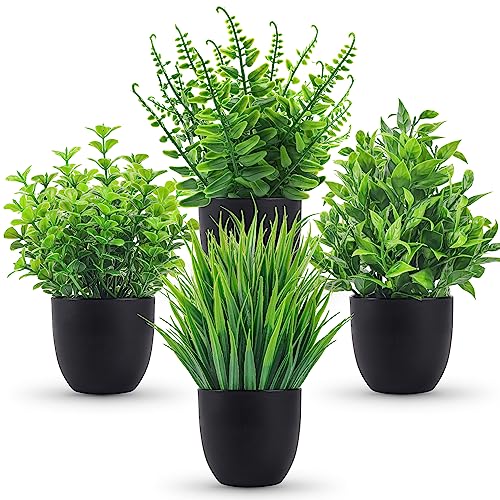 Der Rose Fake Plants 4 Packs Artificial Plants Small Faux Plants Black Bathroom Accessories for Halloween Bathroom Home Ki...