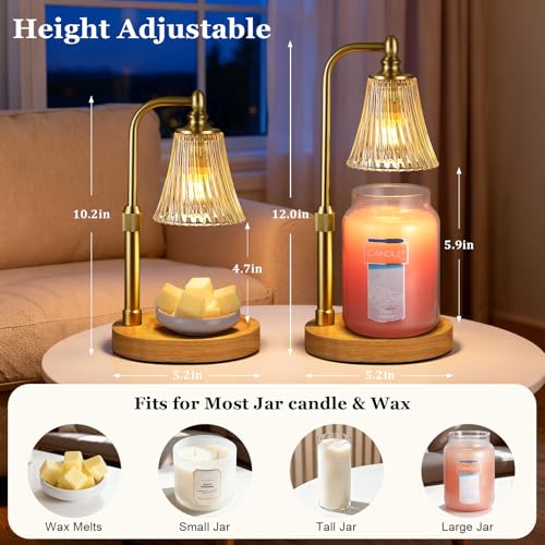Candle Warmer Lamp with Timer Dimmable,Birthday Gifts for Women Mom Sister,Adjustable Height Wax Melt Warmer for Jar Candl...
