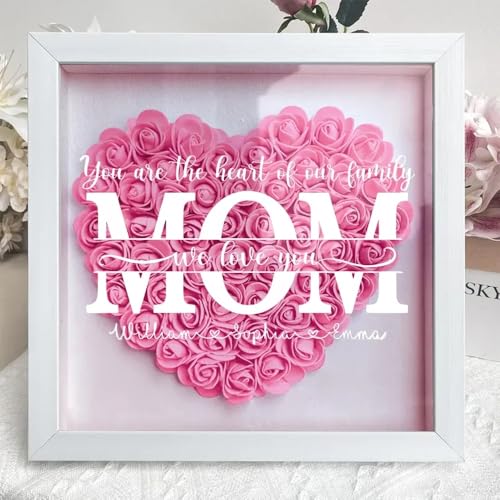 You are The Heart of Our Family , Family Personalized Custom Flower Shadow Box, for Mom, Grandma