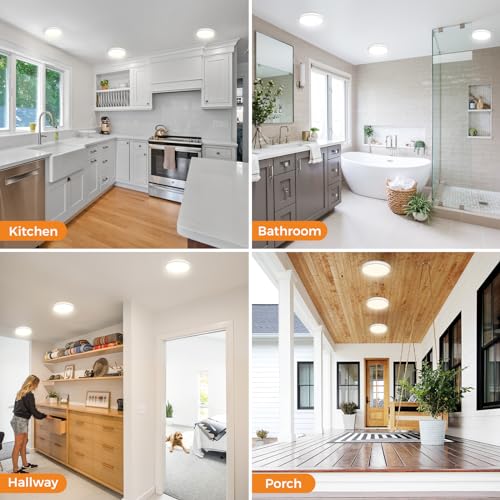 Flush Mount Ceiling Light Fixtures - 3000K-4000K-6500K & 100W Equivalent Flat Led Lights for Room Ceiling,7.5Inch Ultra Th...