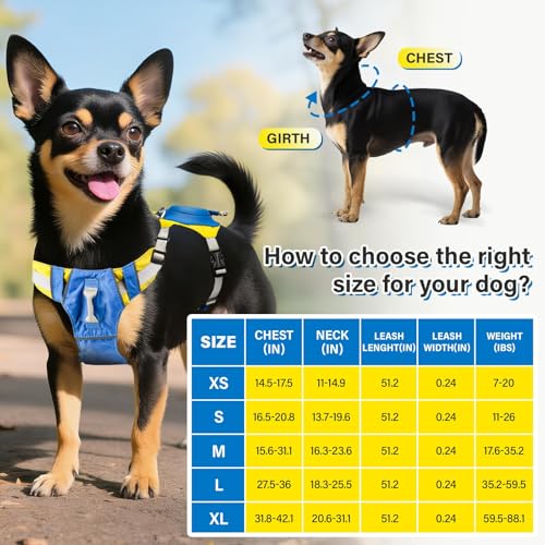 paatata No Pull Dog Harness, 2 in 1 Retractable Harness with Auto-Lock, Reflective Breathable Mesh and Handle, Adjustable ...
