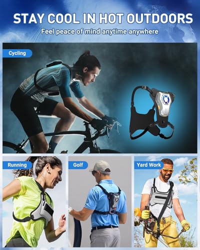 THOUSTA Portable Cooling Vest with 30000mAh Battery, Wearable Cooler with Chest Pack, Lightweight Heat Relief Gear