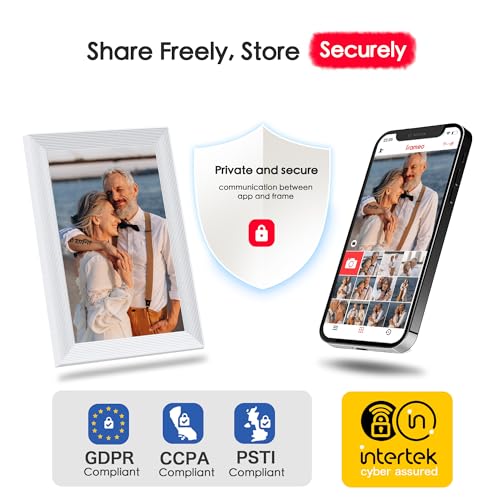 Digital Picture Frame, 10.1 inch Frameo Digital Frame WiFi, 1280 * 800 IPS HD Touchscreen, 32GB Storage, Instant Share Pic...