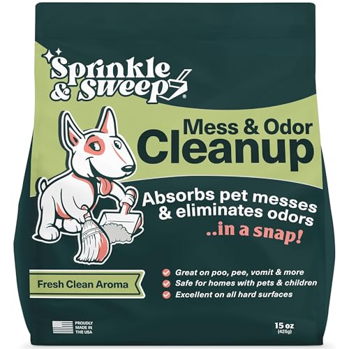 Sprinkle & Sweep: Pet Mess & Odor Cleanup - 15oz Bag - Dog Accident & Mess Clumping Powder, Remove Pee-Poop-Vomit from Har...