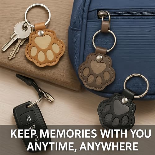 WDFXLWT 4 Pcs Dog Fur Storage Keychain, Unique Memorial Collection Key Chain, Cute Leather Paw Keychain Pet Hair Keepsake ...
