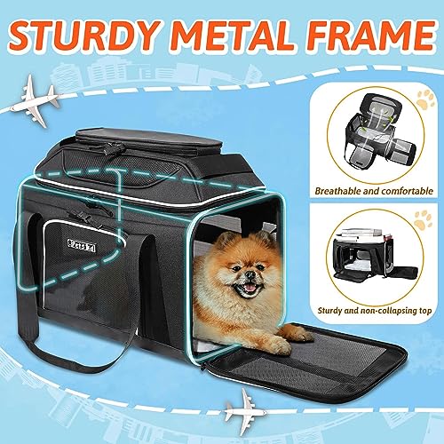 Petskd Top-Expandable Pet Carrier 18x11x11 Inches Delta American United Airline Approved, Soft-Sided Carrier for Small Cat...