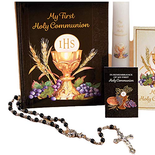 My First Holy Communion Gift Set Bread of Life Deluxe Boxed Gift Set for Boys, Scapular, Rosary, Lapel Pin, Bookmark, Cand...