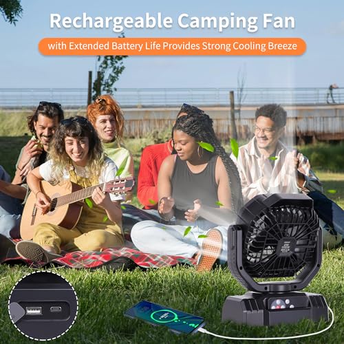 AVV 20000mAh High Speed Portable Camping Rechargeable Fan with Remote Control, Battery Powered with Auto Oscillating with ...