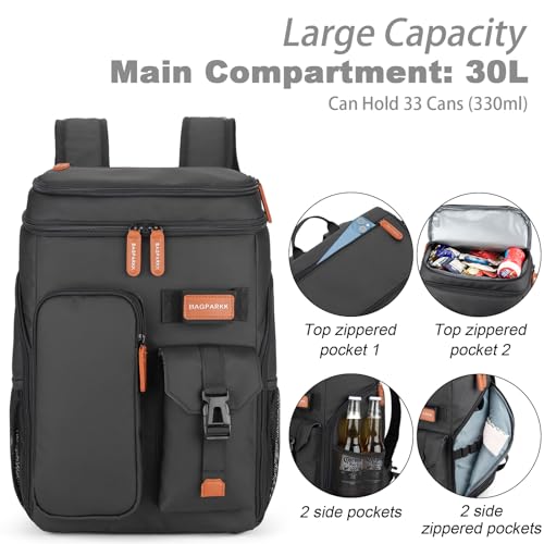 BAGPARKK Insulated Cooler Backpack,33/45 Cans Multifunctional Double Deck Leakproof Cooler Bag with Sternum Strap,Large Ca...