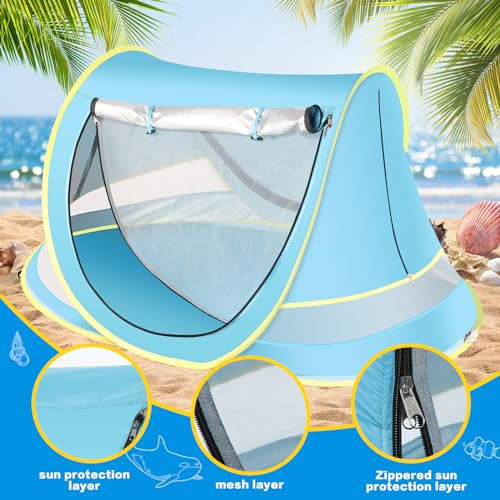 Baby Beach Tent, Pop Up Toddler Travel Bed for Boys or Girls, Sun Shade for Toddler Camping, Infant Portable Sun Shade, Su...