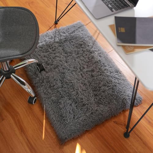 Ophanie Small Rug Upgrade Non Slip Throw Bedside Area Rugs, Fluffy Soft Grey Mini Bedroom Carpet, Affordable Door Entryway...