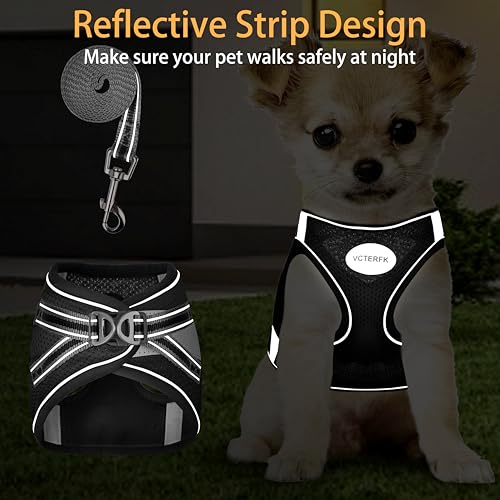 Small Dog Harness and Leash Set, Step-in Puppy Vest with Breathable Soft Padded Mesh, Walking Reflective Pet Harness for S...