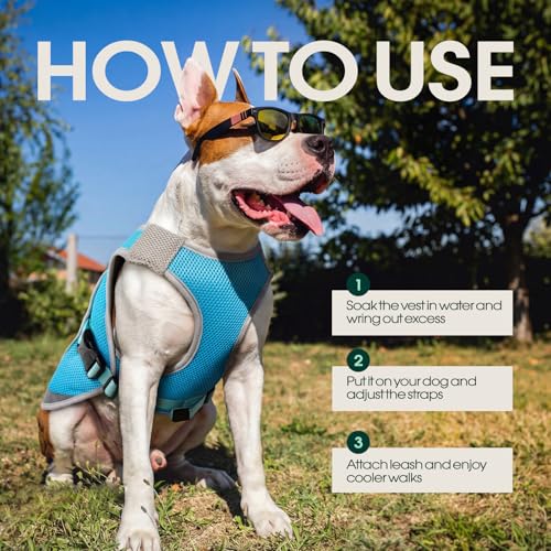 Kuoser Dog Cooling Vest for Summer, Lightweight Dog Cooling Harness Shirt with Breathable Mesh, Reflective Cooler Jacket P...