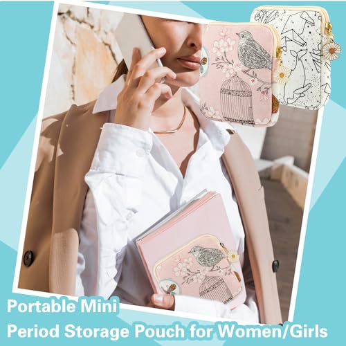 Amabro Sanitary Napkin Storage Bag, 2PCS Period Bags Cute Sanitary Pad Storage Pouch Tampon Pantyliners Menstrual Purse Da...