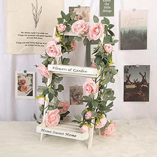 TELDRASSIL 4Pcs(26 FT) Artificial Rose Vine Fake Flower Garland Fake Silk Rose Hanging Vine for Wedding Party Background A...