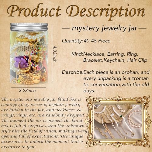 SMUOBT Mystery Jewelry Jar Bundle - 40-45 Piece Surprise Jewelry Box for Women,Gift Set (Necklace, Earrings, Rings,Kracele...
