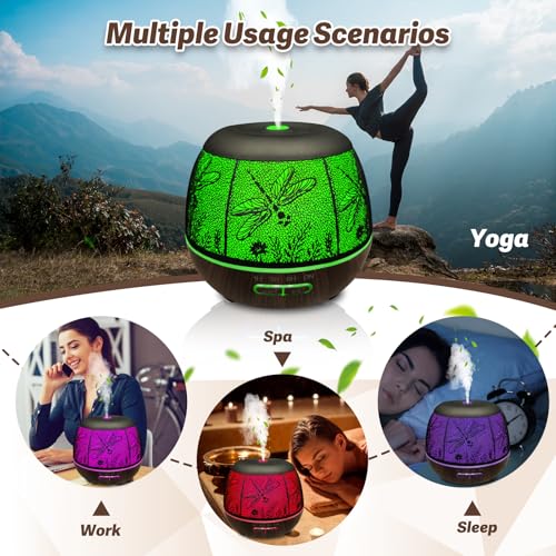 Roonbo Diffusers for Essential Oils Large Room 400ml,Essential Oil Diffuser for Home with R/C,Cool Mist Humidifiers for Be...