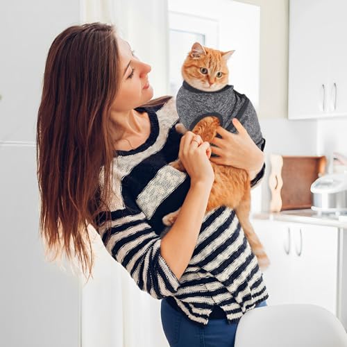 SoeKoa Cat Anxiety Jacket, Anxiety Vest for Cats, Jackets for Cats Only, Self-Adhesive Adjustable Pet Cat Calming Wrap Shi...