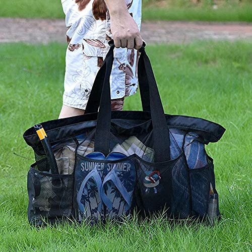 GOTDYA Extra Large Beach Bag Mesh Tote with Zipper and Pockets Ideal for Your Family Cruise/Beach Vacation Essentials | Ex...