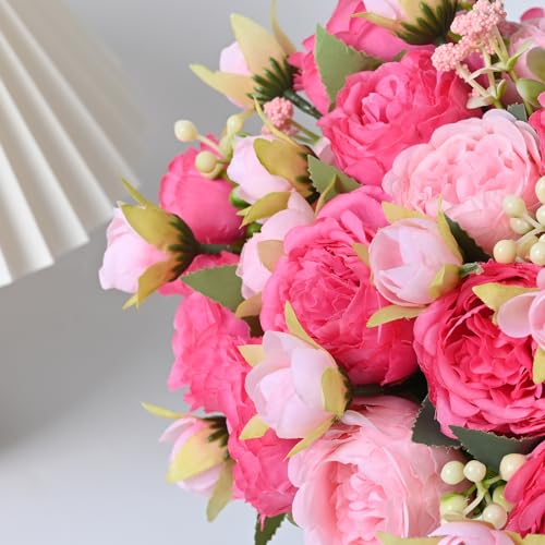 MARTINE MALL 2 Packs Peonies Artificial Flowers, Mixed Pink Artificial Peonies, Silk Peonies Flowers Fake Peonies Artifici...