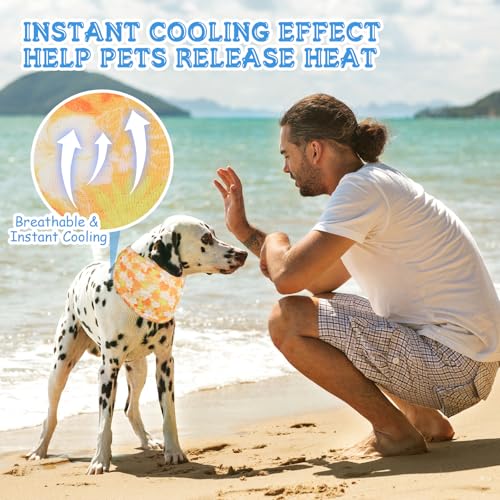 Dansydaisy 5 Pcs Dog Cooling Bandanas Instant Cooling Neck Wraps Breathable Ice Scarf Pet Basic Collar for Small to Large ...