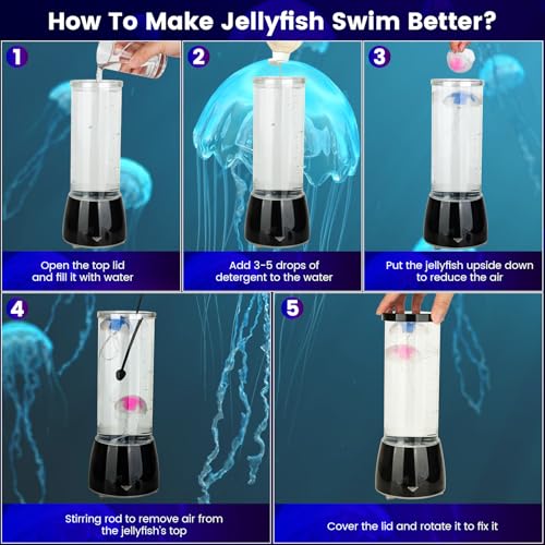 Eadaiylon Jellyfish Lamp 17 Color Changing with 4 Modes, Electric Jellyfish LED Mood Lamp Tank Table Night Light Home Deco...