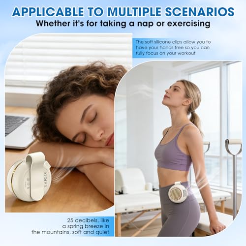 Glintor Portable Silent Mini Bladeless Fan Clip On,5 Speeds Clip-On Fans For Shirt,Small Clips Fanmini Whirlwind Fans For ...