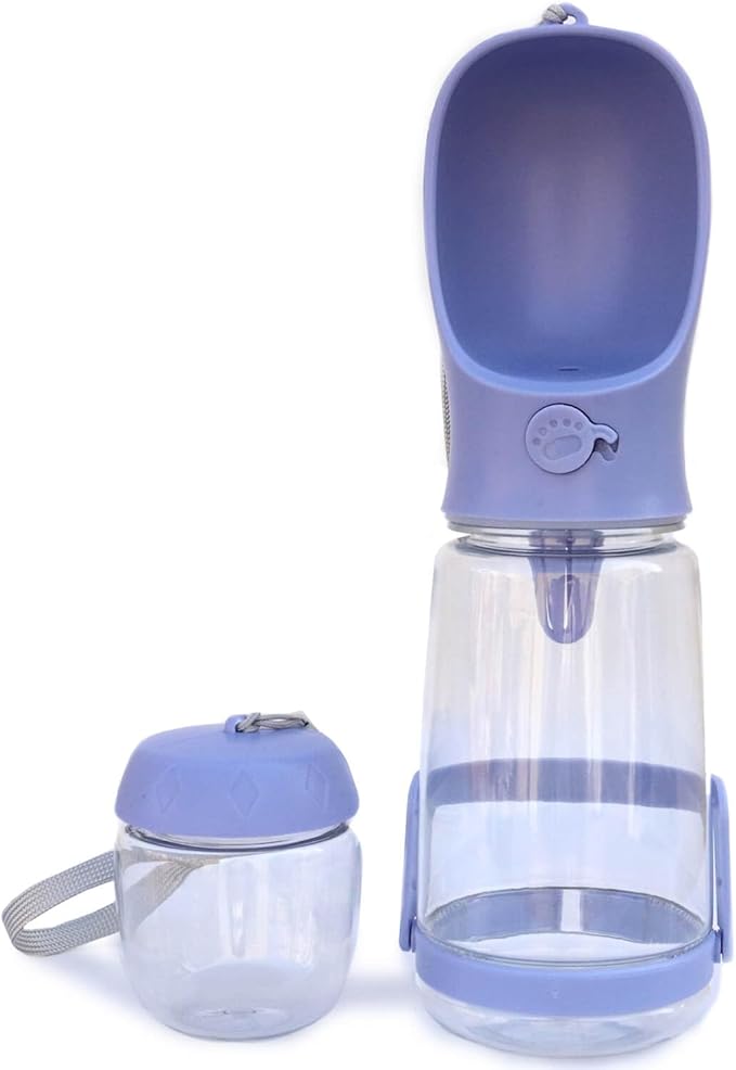 Frxat Dog Water Bottle with Food Container Holder, Travel Puppy Drinking Bowl, Portable Pet Water Dispenser, Patented Desi...