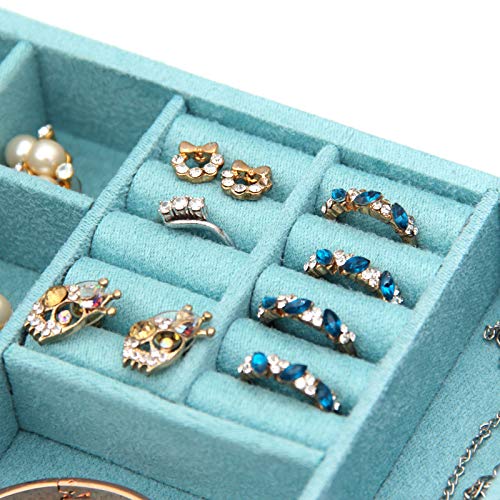 KLOUD City Two-Layer lint Jewelry Box Organizer Display Storage case with Lock (Blue)