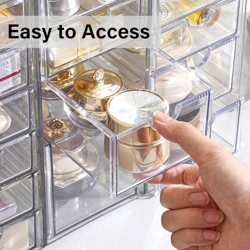 Prsildan Acrylic Drawer Makeup Organizer with 6 Drawers (Not for Baby Bottle), Set of 2 Office Desk Organizers Accessorie...