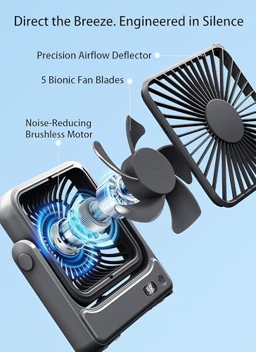 DRIFWIN Magnetic Cruise Approved Fan, 5000mAh Ultra-Slim Travel Fan Rechargeable, 4-Speed, Hook Design, Portable Fan for C...