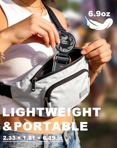 AUIIAH Portable Handheld Turbo Fan - 5 Speed Mini Personal Fan with Strong Airflow, Foldable 3 in 1 Rechargeable Battery O...