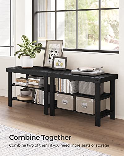 SONGMICS Shoe Rack Bench, 3-Tier Bamboo Shoe Storage Organizer, Entryway Bench, Holds Up to 286 lb, 11.3 x 27.6 x 17.8 Inc...