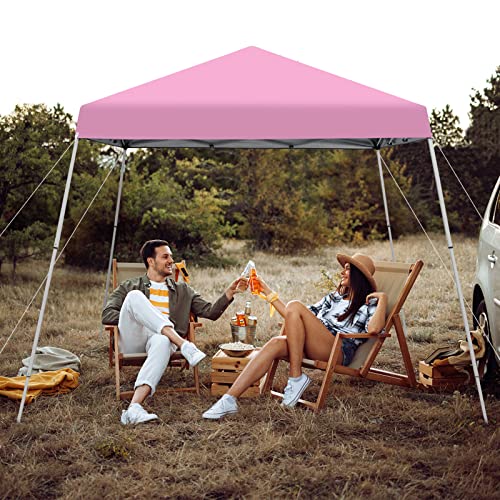 Tangkula 10x10 Ft Pop Up Canopy, Slanted Leg Outdoor Canopy Tent with Center Lock, UPF50+ Sun Protection, 4 Stakes, 8 Rope...