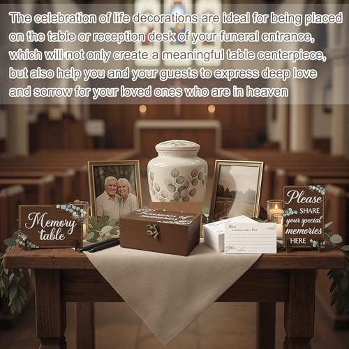 Gilprop 112 Pcs Celebration of Life Memory Cards Set Share a Memory Cards with Box 2 Wood Sign with 4 Hold and 5 Pens, Sym...
