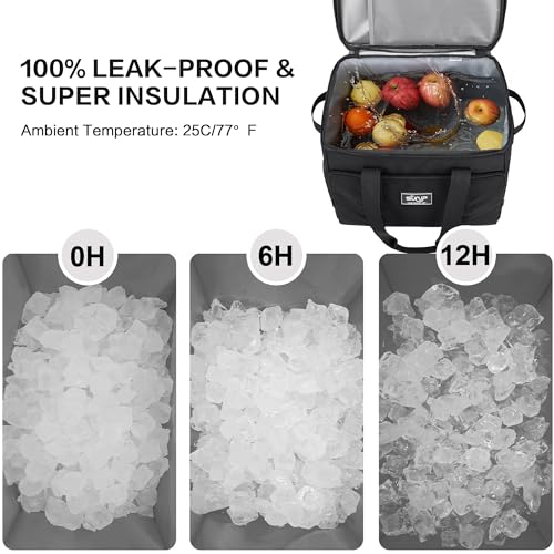 SUNUP 48 Cans Soft Sided Insulated Cooler Bag, Collapsible Large Lightweight Ice Chest, Portable Leak-Proof Cooler for Tra...