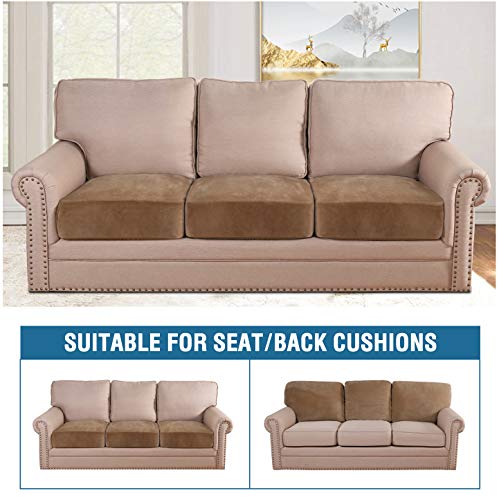 H.VERSAILTEX Velvet Stretch Couch Cushion Cover Plush Cushion Slipcover for Chair Loveseat Sofa Cushion Furniture Protecto...