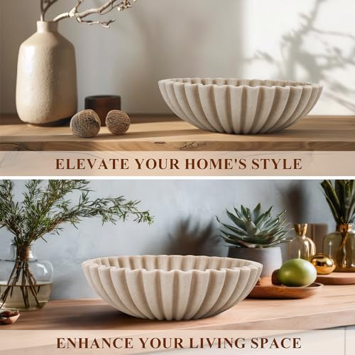 YMXYJM Large Decorative Bowl, Modern Handicraft Bowls for Home Decor, Decorative Fruit Bowl for Kitchen Counter, Ruffle De...