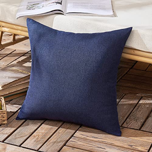 Woaboy Set of 2 Outdoor Waterproof Throw Pillow Covers Decorative Farmhouse Linen Pillowcases Solid Cushion Cases for Pati...