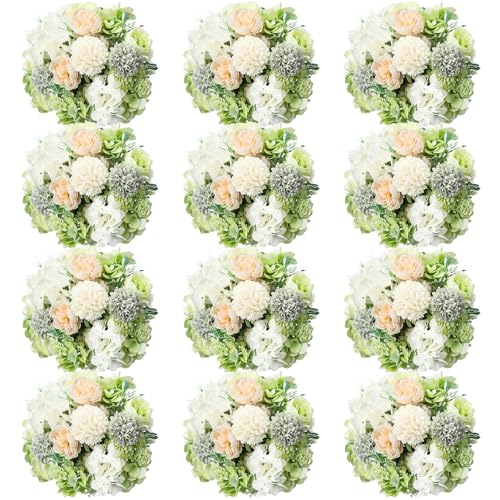 Tigeen Artificial Flowers Artificial Peonies Silk Flowers Faux Peony Fake Peony Silk Hydrangea Bouquet for Wedding Table C...