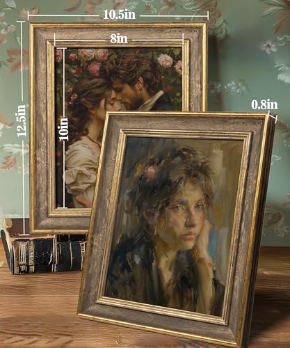 Sonefreiy 8x10 Picture Frame Vintage Antique Retro Picture Frames Brown Gold 8 x 10 Photo Frame Desk and Wall Hanging Wedd...