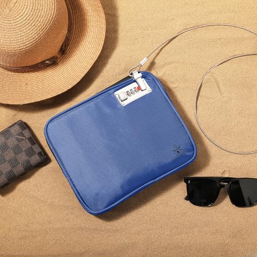 KOSMCCO Anti-Theft Locking Beach Bag, 9x7.5-inch Portable Beach Safe for Securing Your Valuables and Phone – Blue