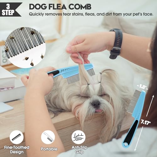 Bonteck Dog Slicker Brush for Dogs Grooming Kit 4PCS | Large Dog Brush for Goldendoodles Poodles Doodles | Long Pin Haired...
