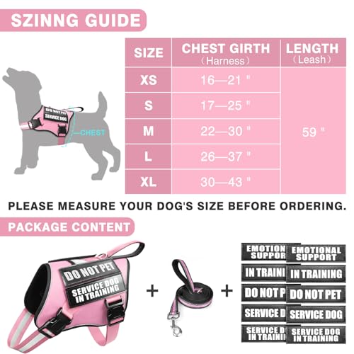 MOOGROU Service Dog Vest Harness and Leash Set+10 Patches,No Pull&Easy Walk Reflective Dog Harness with Soft Padded Handle...