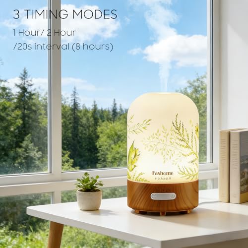 Essential Oil Diffuser Hand Blown Glass, 100ml Small Aromatherapy Diffuser, Auto Shut-Off Function, Ultrasonic Diffusers f...