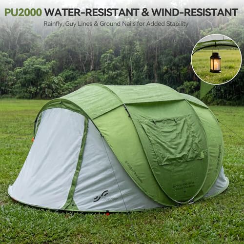 Sportneer Camping Tent: 2 Adults Pop Up Tent with Rain Fly and Carrying Bag - All-Weather Shelter for Camping Backyard Sle...