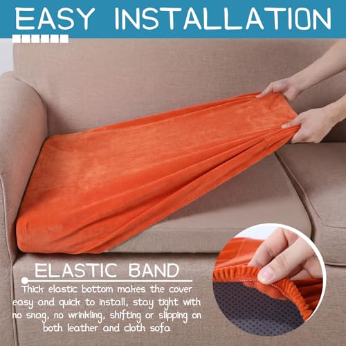 HunnmingRe 3 Pcs Velvet Stretch Couch Cushion Covers Mid Century Modern Decor Single Sofa Seat Covers Armchair Cover with ...
