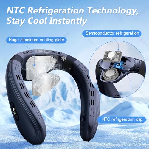 Agihoss Neck Air Conditioner Fans That Blow Cold Air Cooling Device Wearable Fan, 5200mAh Battery Operated Rechargeable Pe...