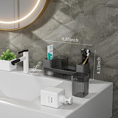 Toothbrush Holder for Bathrooms, 2 Cups Toothbrush Organizer for Bathroom Countertop, Toothbrush Holder Toothbrush Storage...